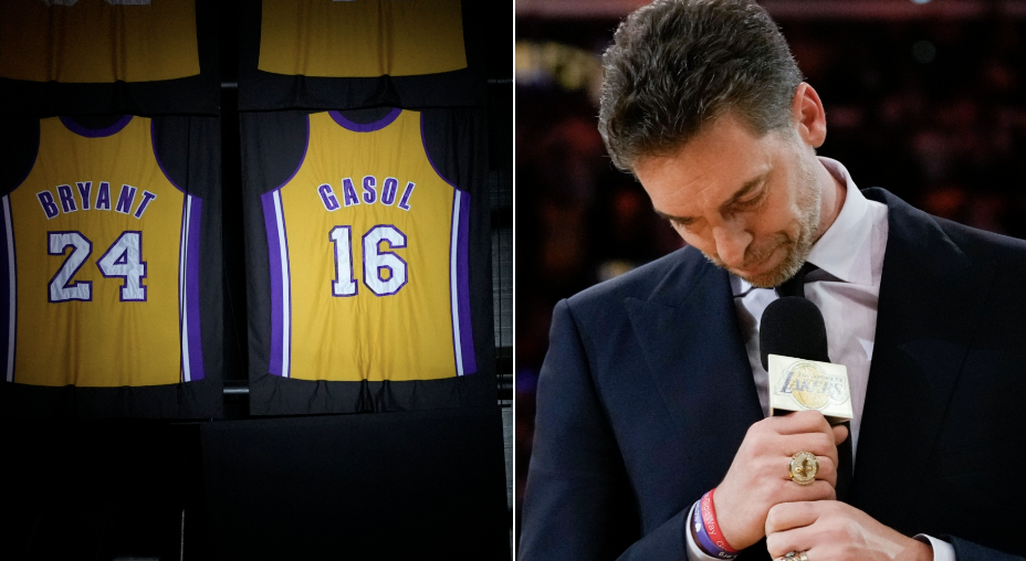 La retirada de la camiseta número 16 de los Lakers emocionó a Pau Gasol